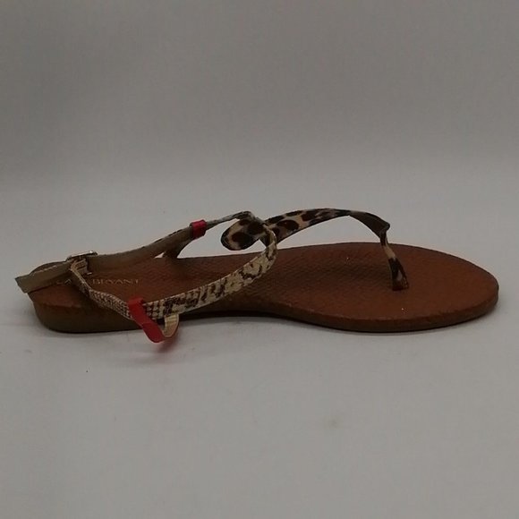 Lane Bryant Womens T Strap Thong Ankle‎ Strap Sandals Tan Leopard Print 10W - Picture 2 of 9